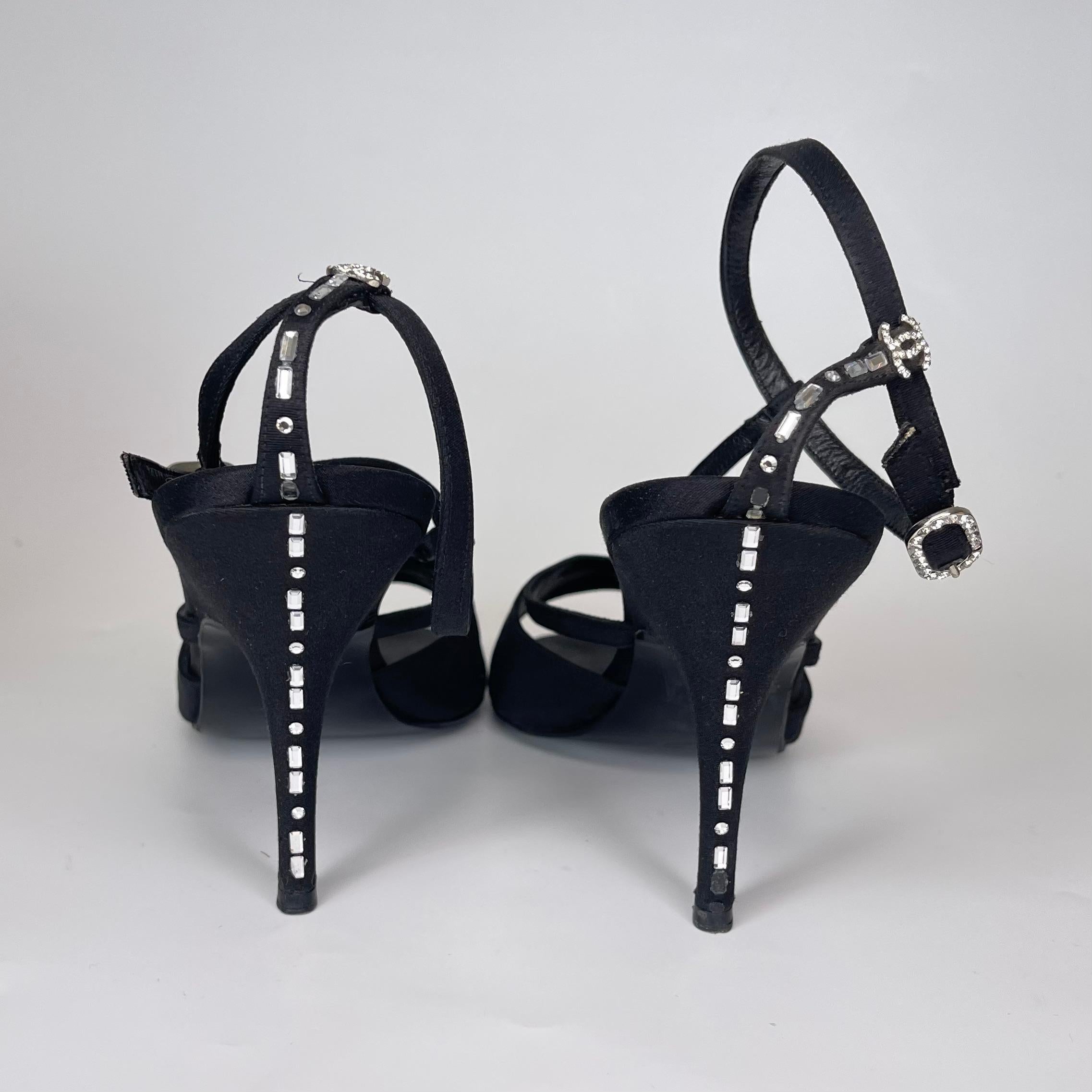 Chanel Black Suede Open Toe Sandal Pump (38.5 EU) For Sale 2