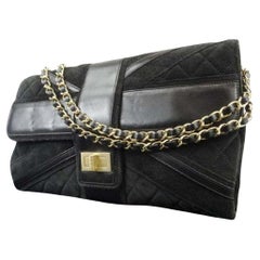 Chanel Black Suede Quilted Maxi Reissue Chain Flap 217680