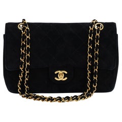 Chanel Black Suede Single Flap 10"