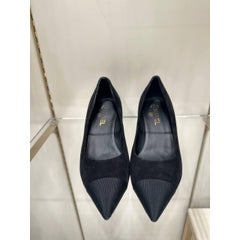 Chanel Black Suede Textile Pointed Toe Pumps 41