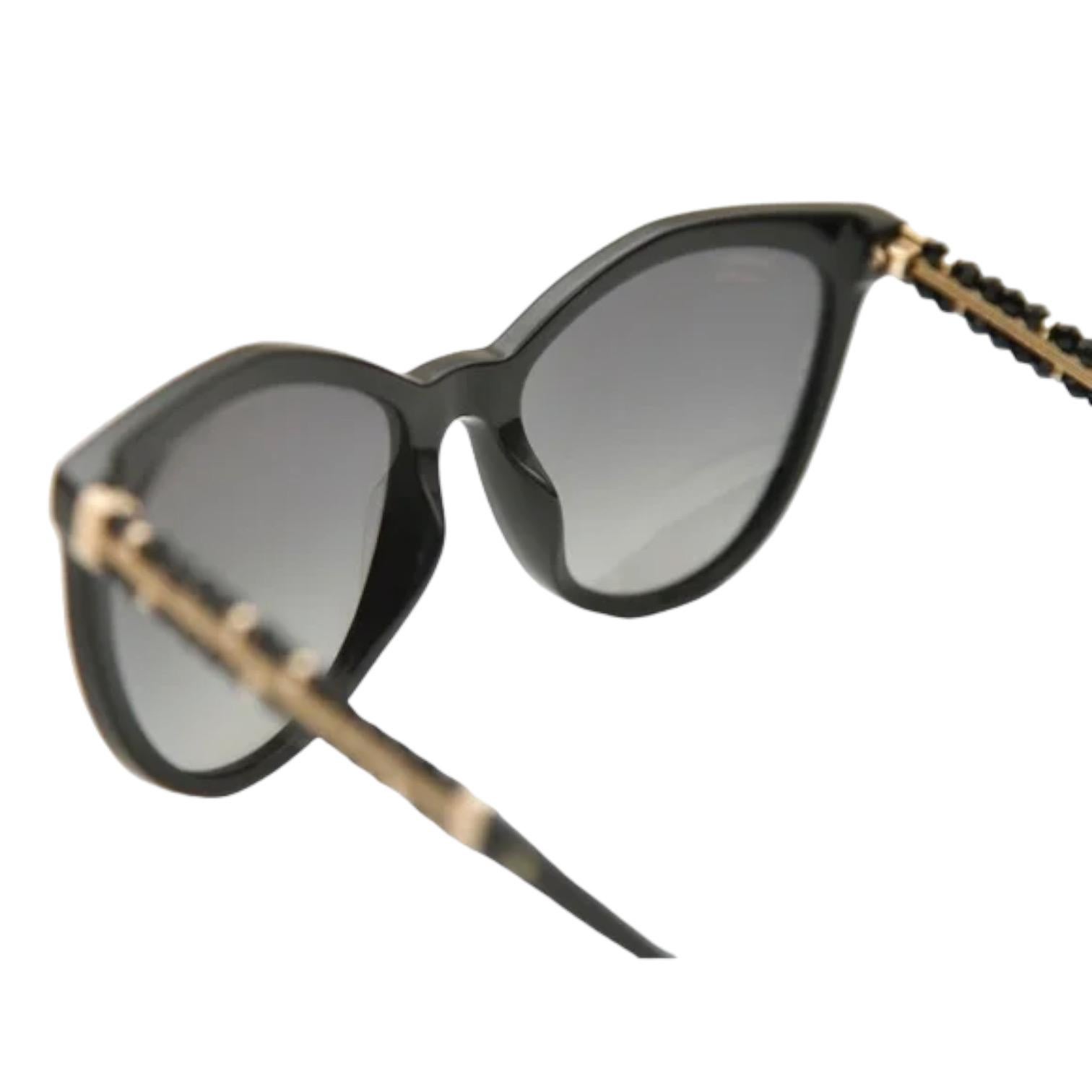 Chanel Black Sunglasses Polarized Grey Lens Beads Gold HW 5376B-A c501-S8 2