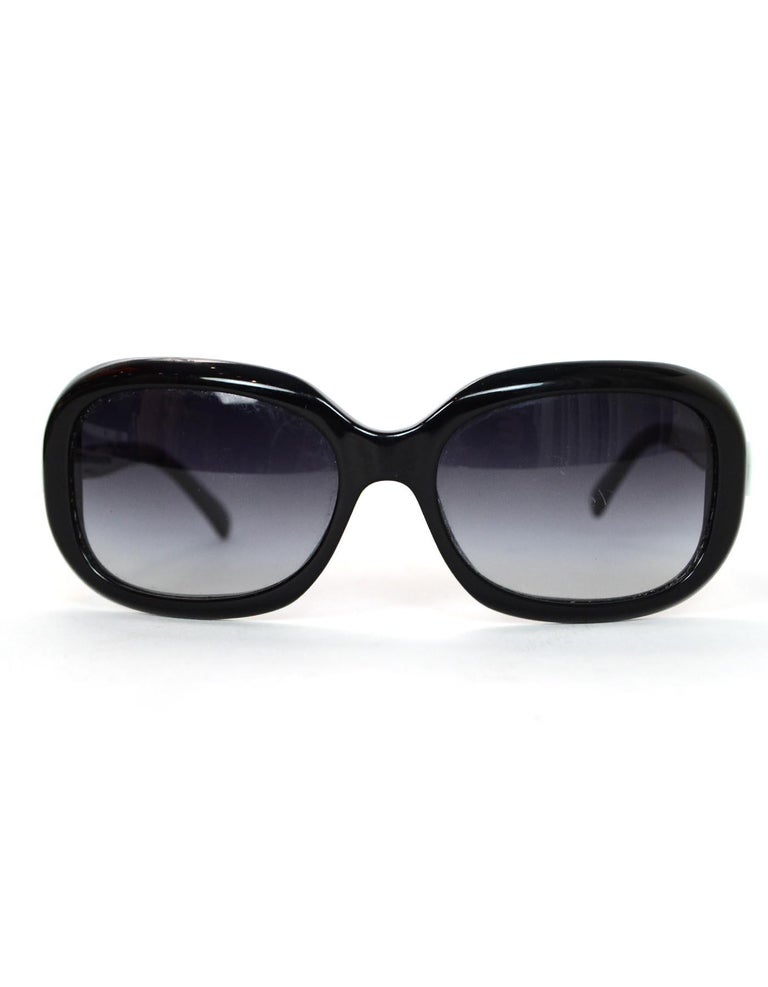 Chanel Black Sunglasses W/ White CC Bows On Arms For Sale at 1stDibs