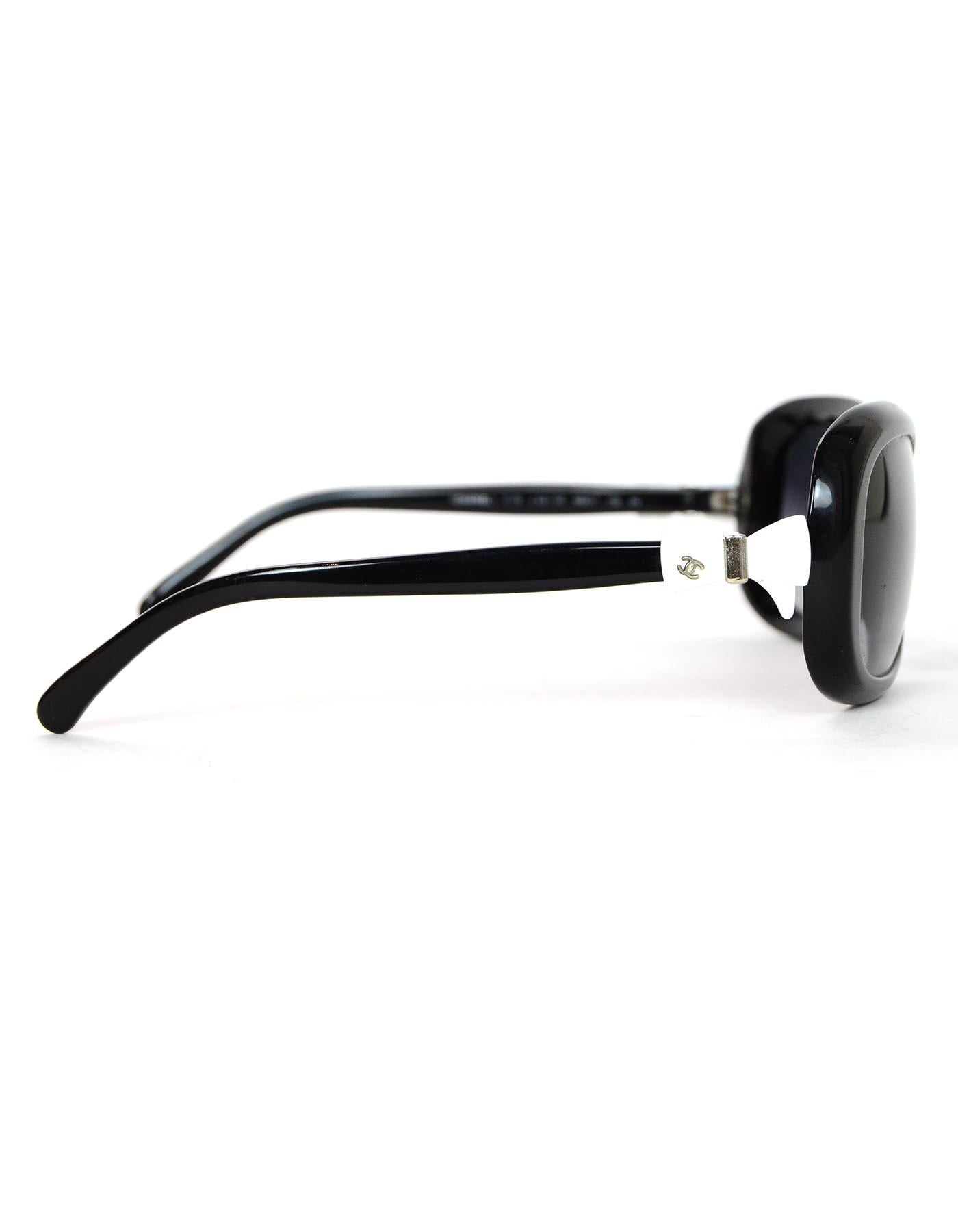 Women's Chanel Black Sunglasses W/ White CC Bows On Arms