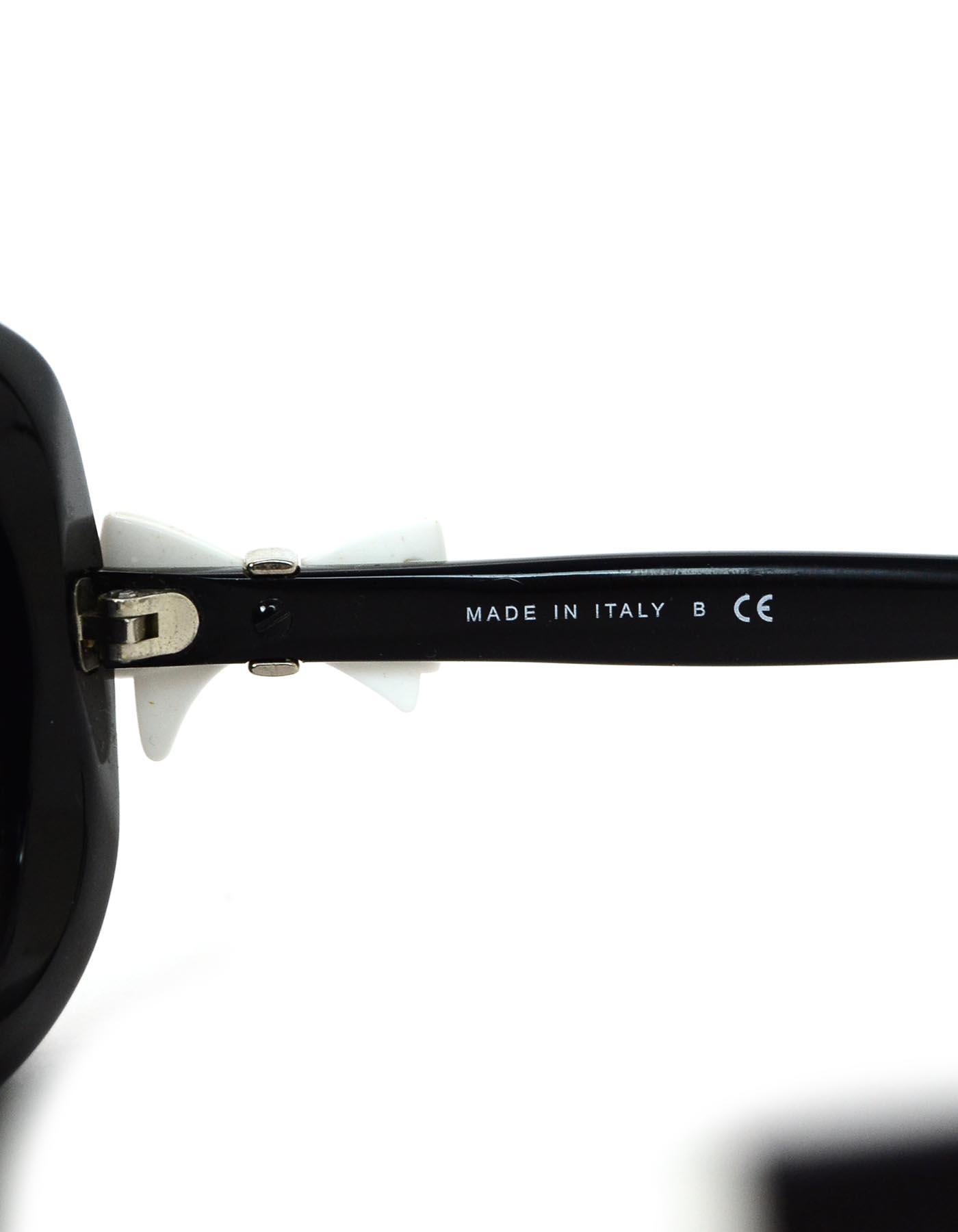 Chanel Black Sunglasses W/ White CC Bows On Arms 2