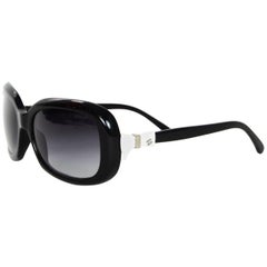 Chanel Black Sunglasses W/ White CC Bows On Arms