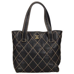 Chanel Black Surpique Leather Tote Bag