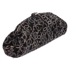 Chanel Black Swarovski Crystal Clutch Bag 
