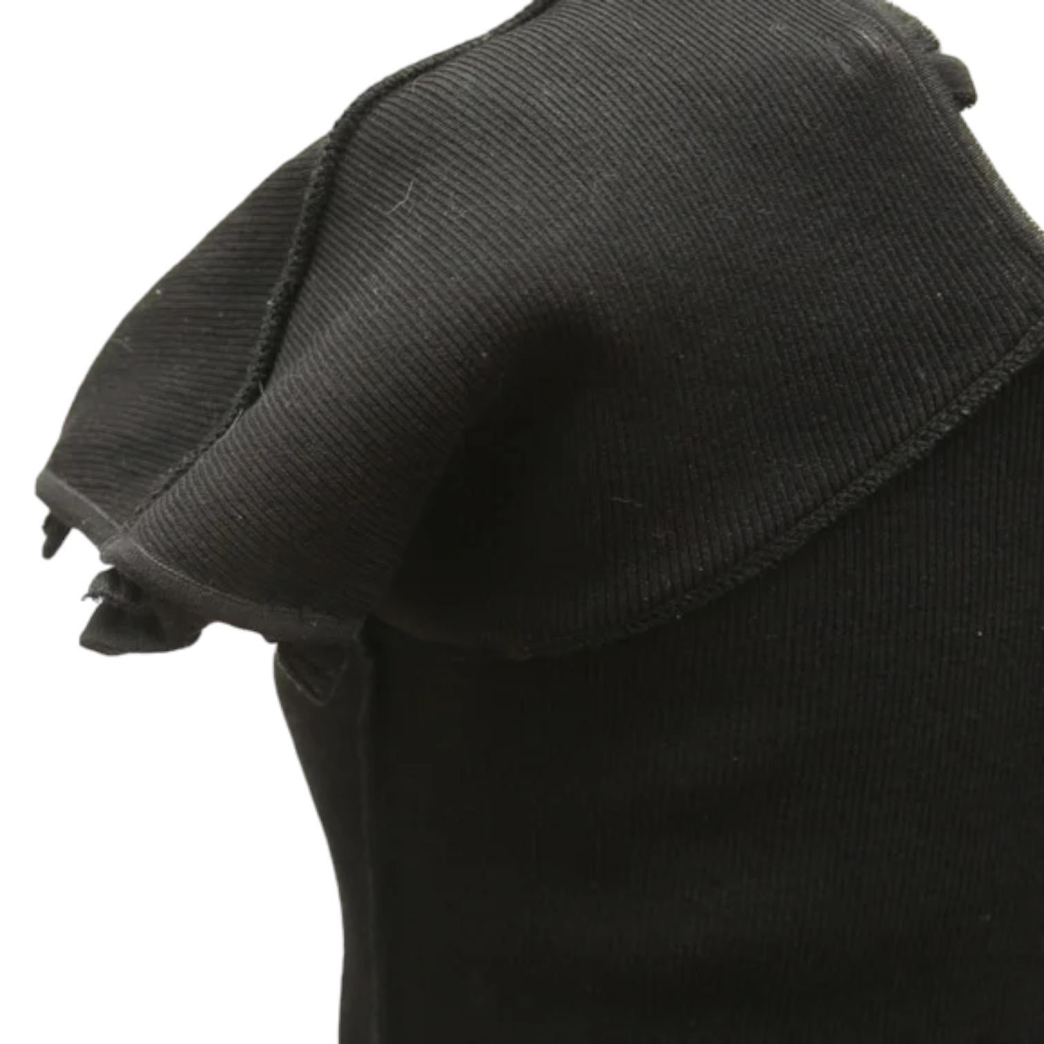 CHANEL Black Sweater Top Knit  Cap Sleeve Bows CC Logo 36 2009 3