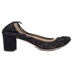 Chanel Black & Tan Knit Cap-Toe Heels