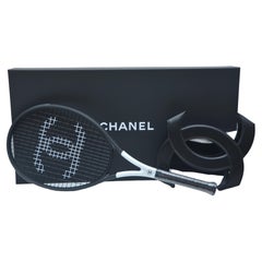 Chanel Black Tennis Racket With Leather X Chain  CC Cover   NEW