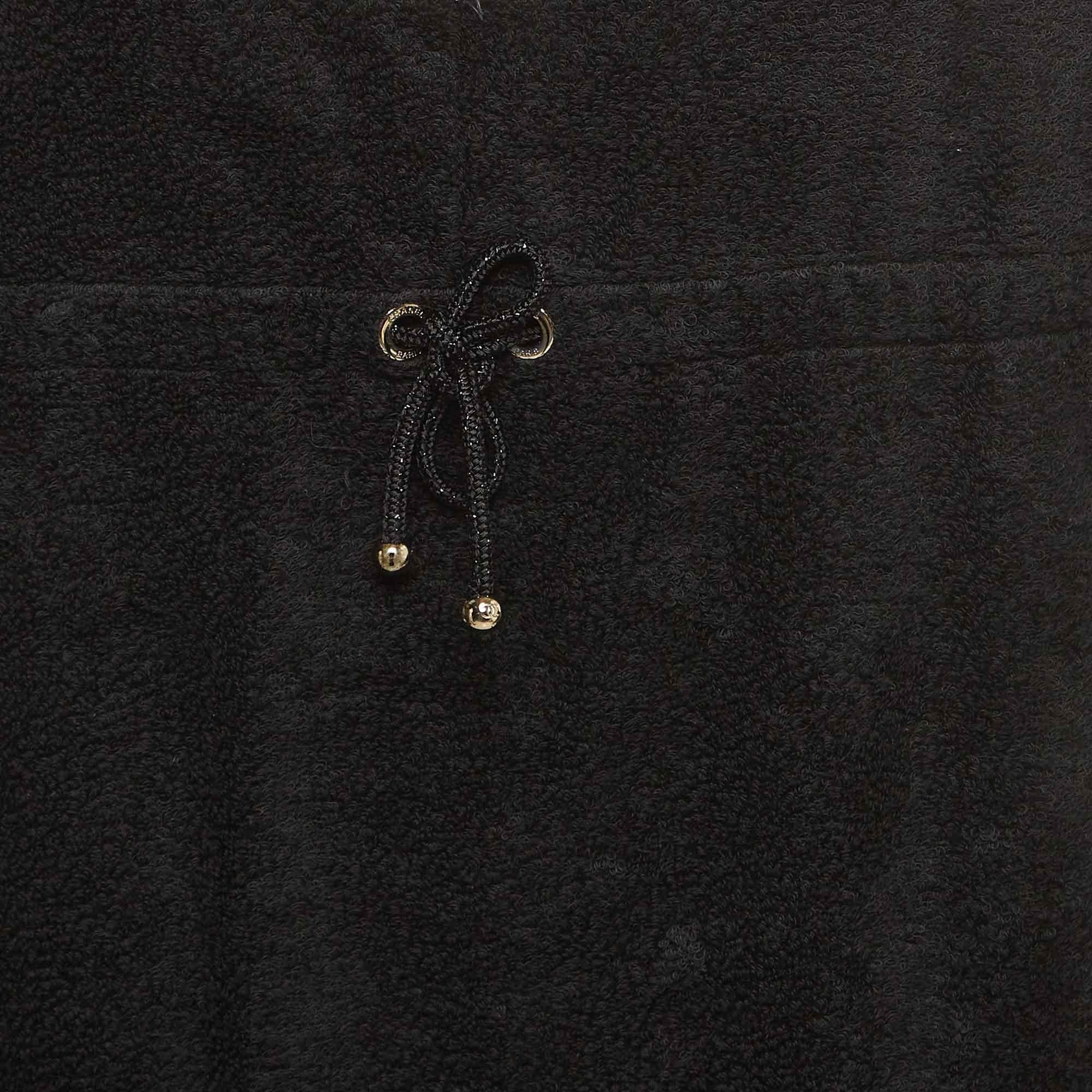 Chanel Black Terry Coco Beach Mini Cover-Up Dress S In Good Condition For Sale In Dubai, Al Qouz 2