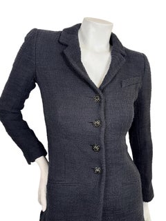 Chanel Black Textured Bouclé Longline Tailored Blazer FR 38
