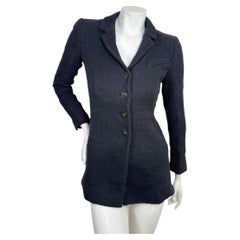 Chanel Black Textured Bouclé Longline Tailored Blazer FR 38