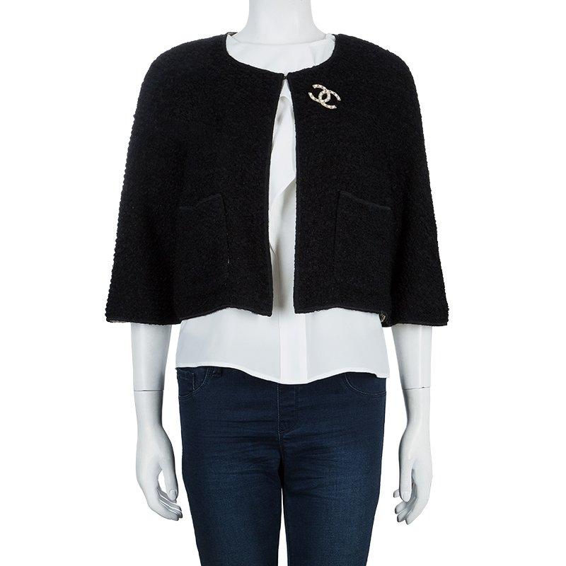 Chanel Black Textured Jacket S In Good Condition In Dubai, Al Qouz 2