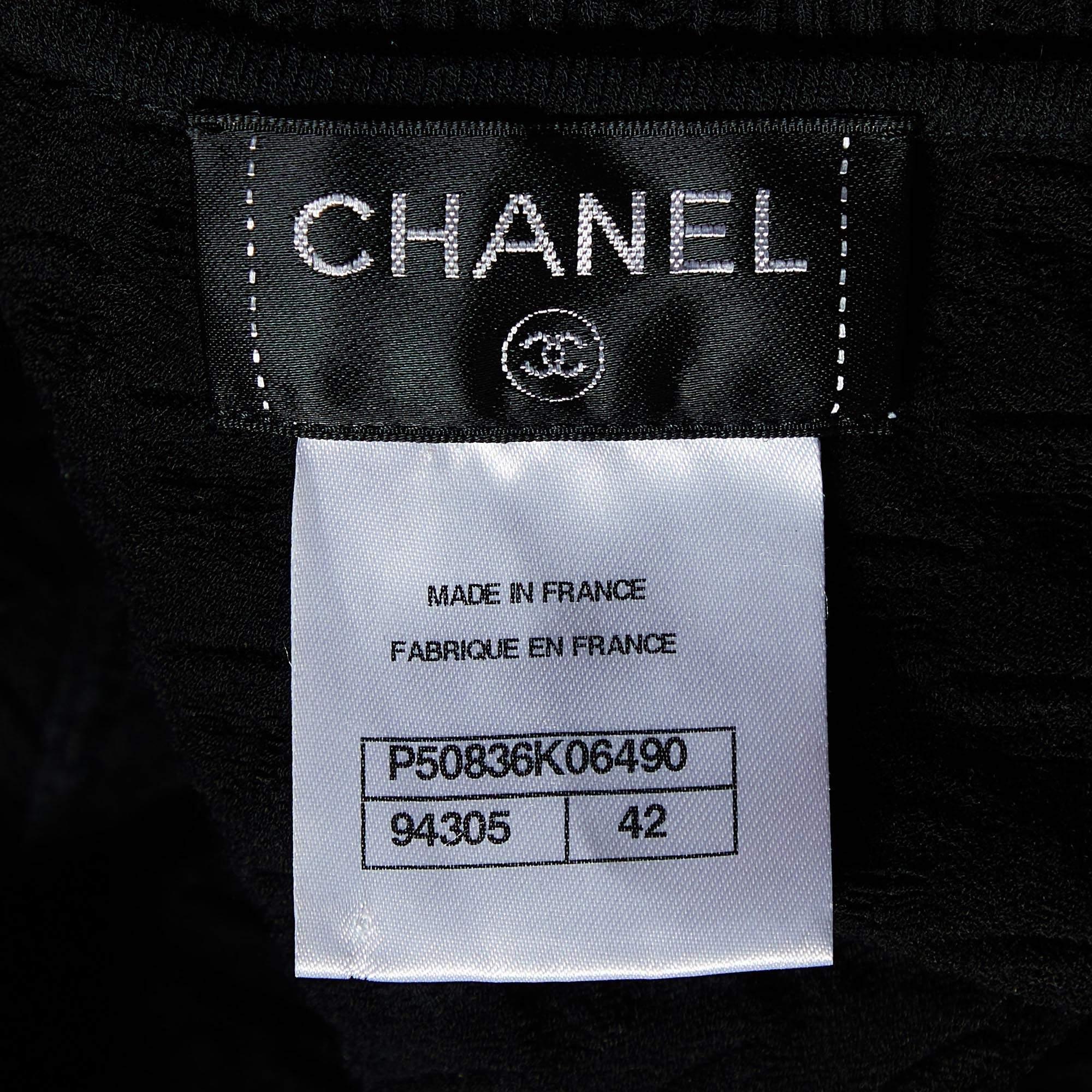 Women's Chanel Black Textured Knit Knee-Length Dress L
