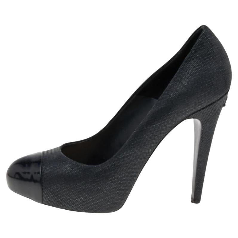 Chanel - Pumps in pelle nera testurizzata CC Cap Toe - misura 38,5