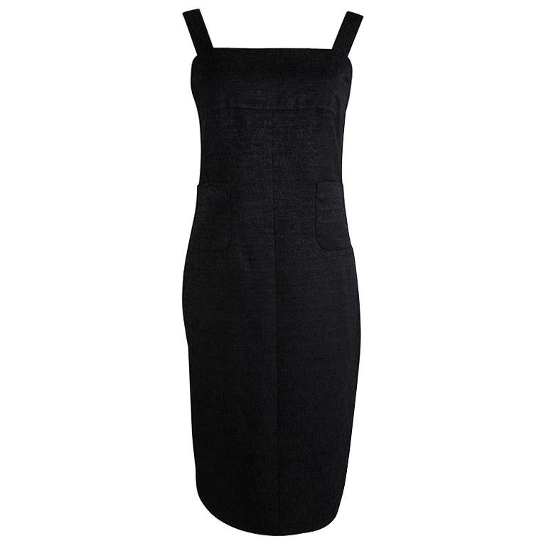 Chanel Black Textured Patch Pocket Detail Sleeveless Dress M
