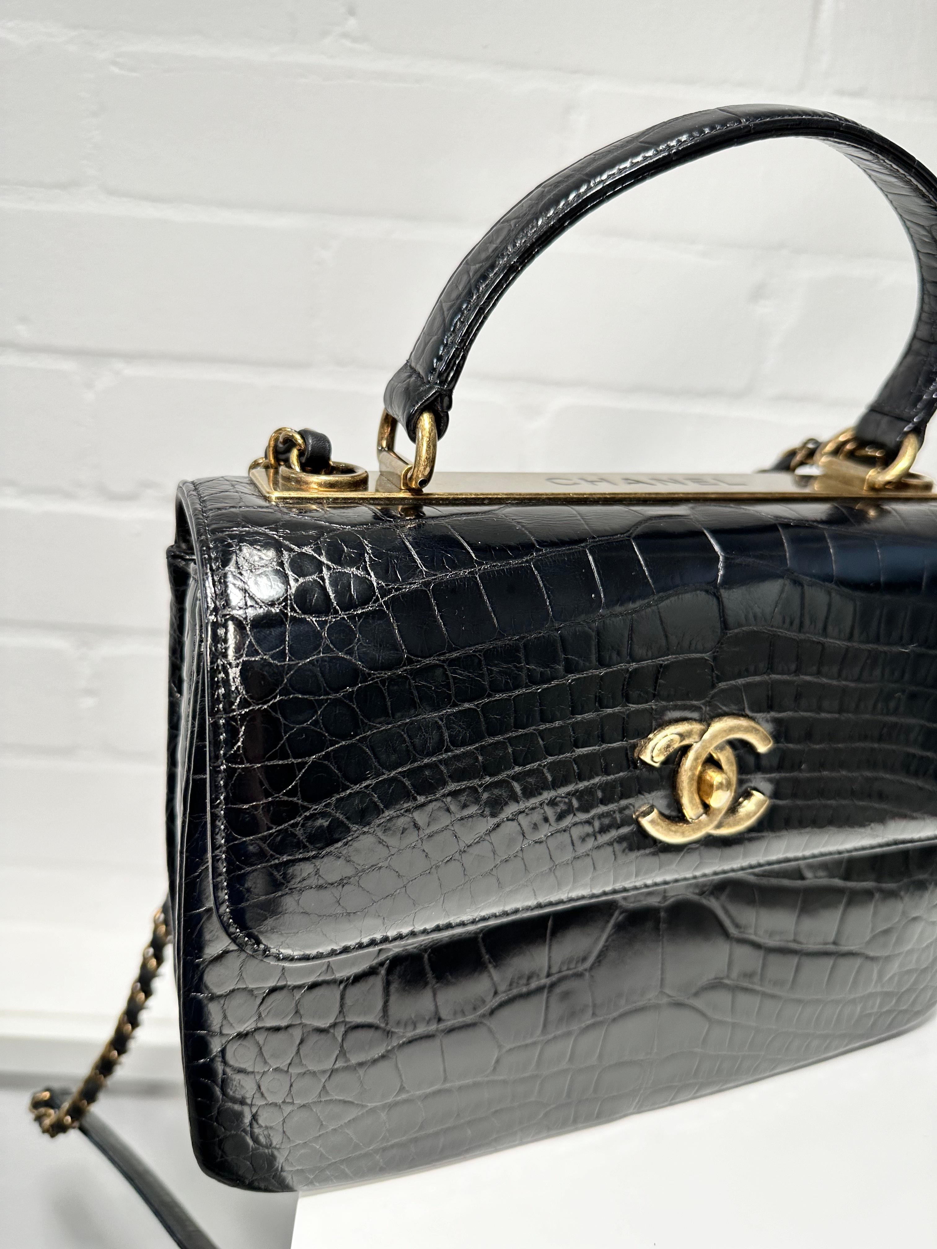 Chanel Black Top Handle Flap Bag For Sale 7