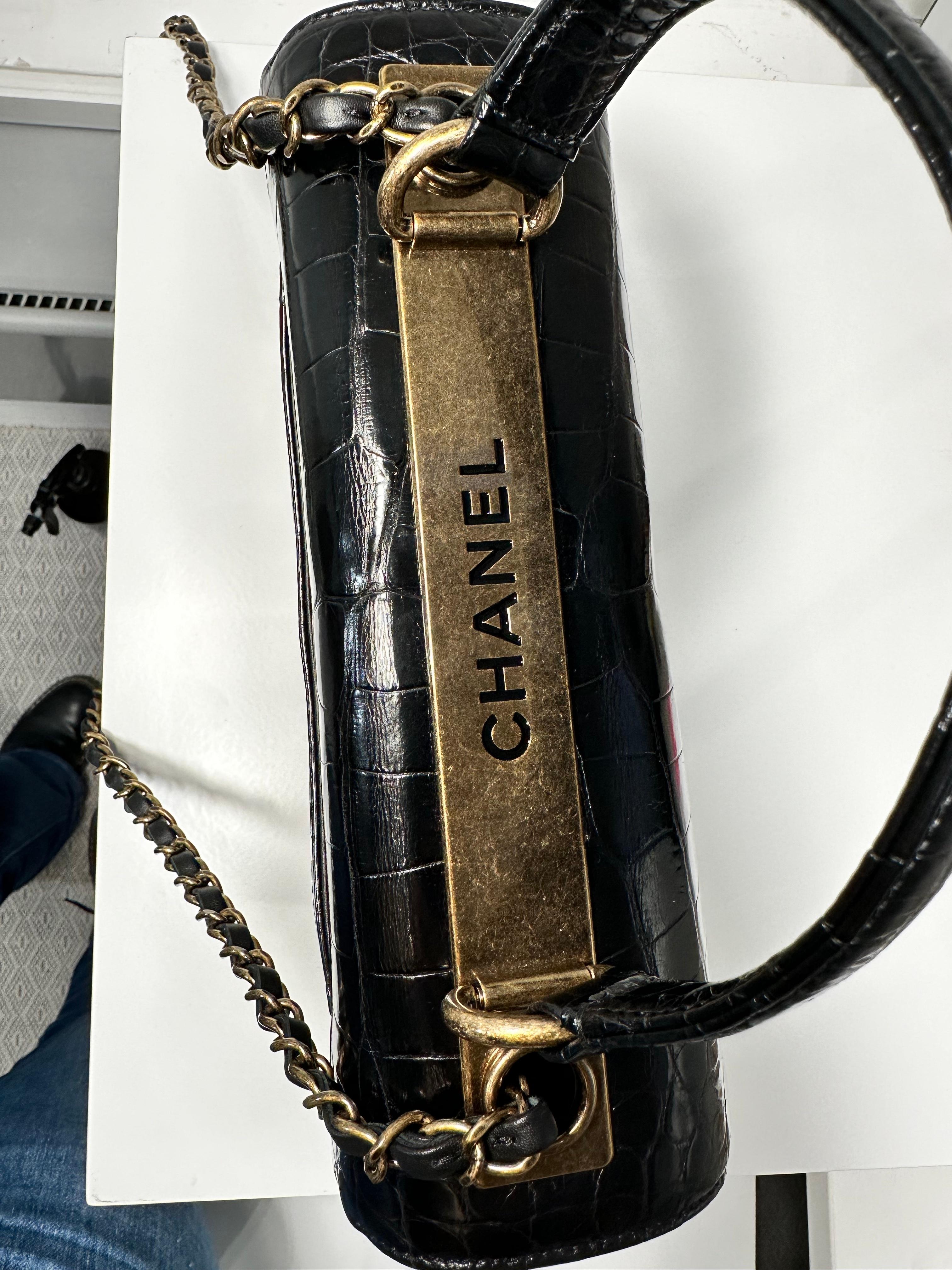 Chanel Black Top Handle Flap Bag For Sale 8