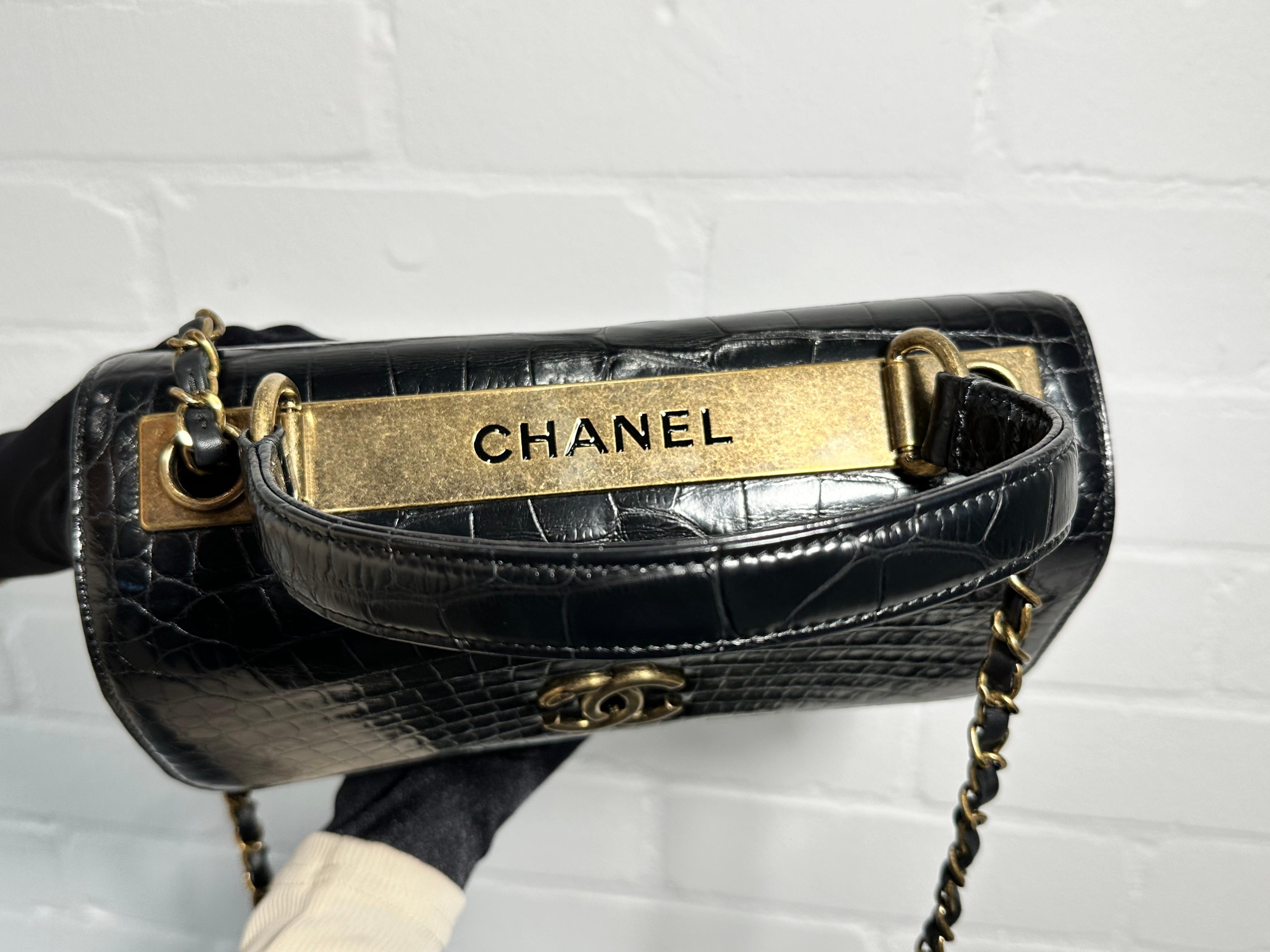 Chanel Black Top Handle Flap Bag For Sale 10