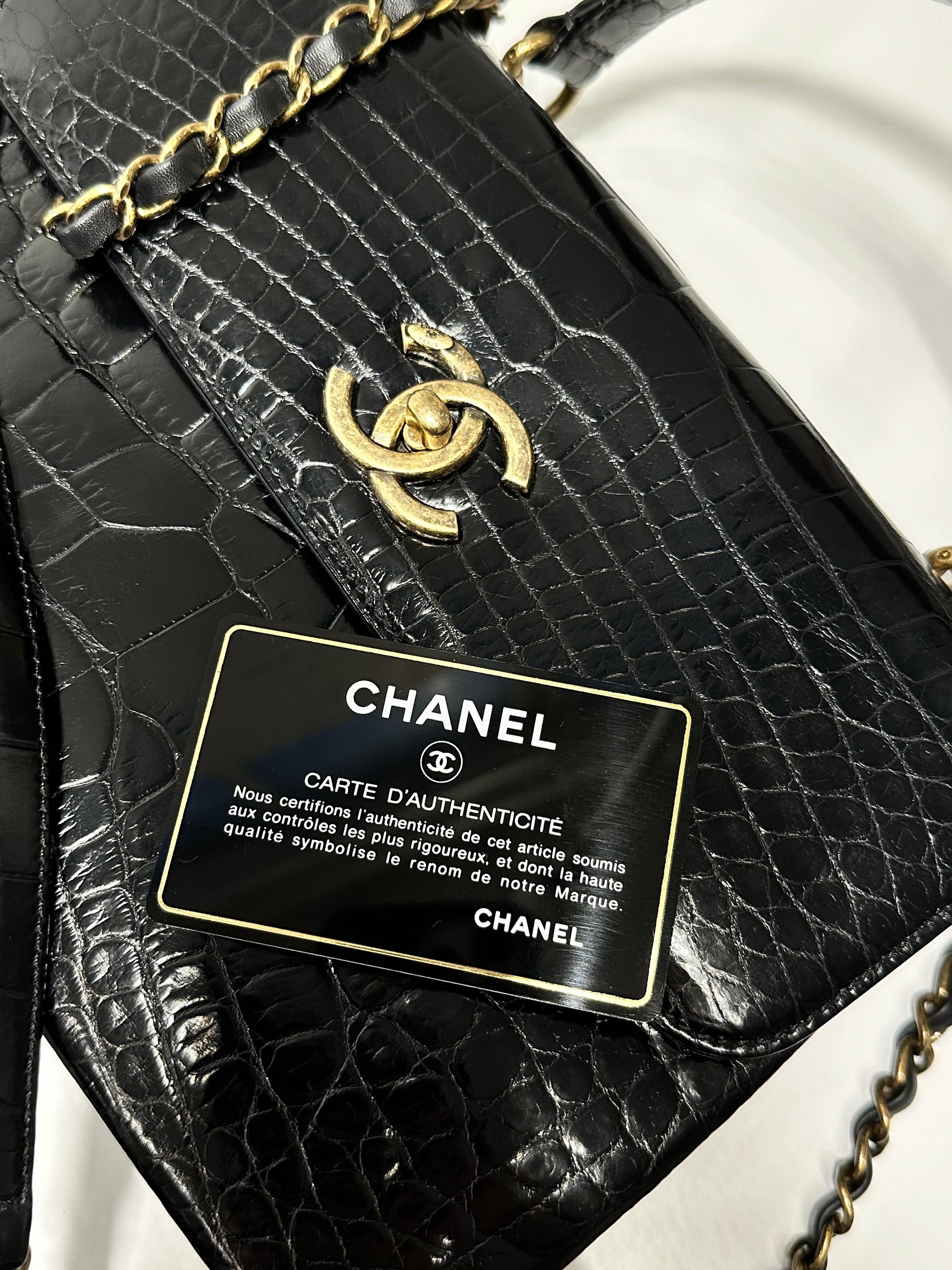 Chanel Black Top Handle Flap Bag For Sale 2