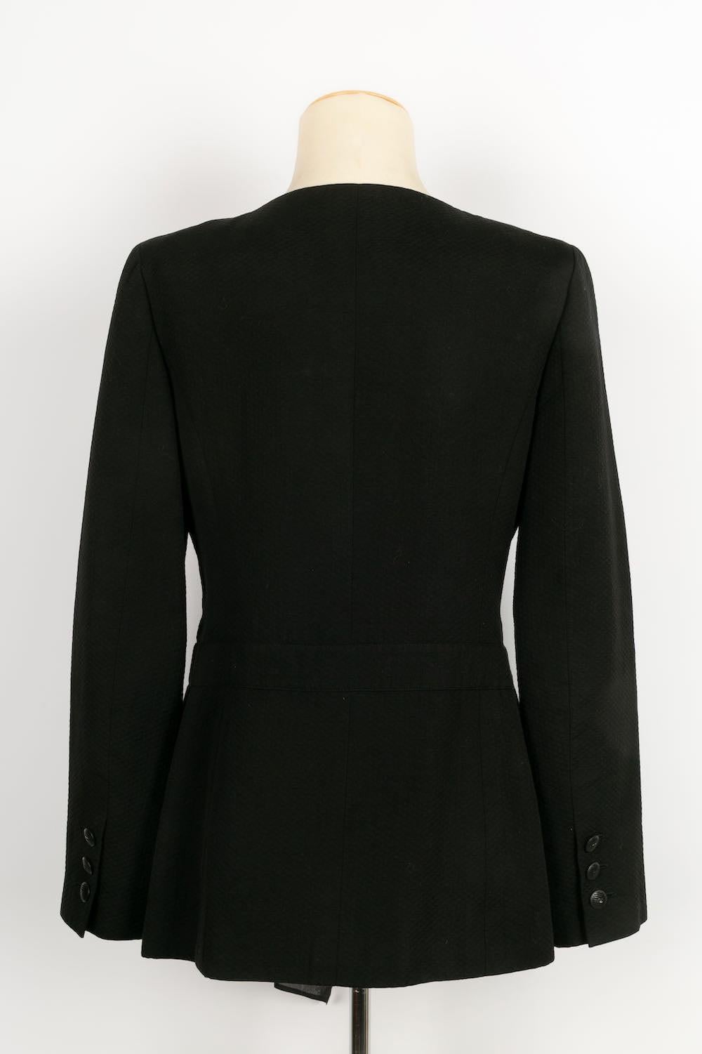 Chanel Black Top in Cotton and Silk Inlay, 2002  In Excellent Condition For Sale In SAINT-OUEN-SUR-SEINE, FR