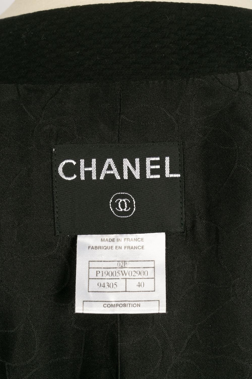 Chanel Black Top in Cotton and Silk Inlay, 2002  For Sale 5