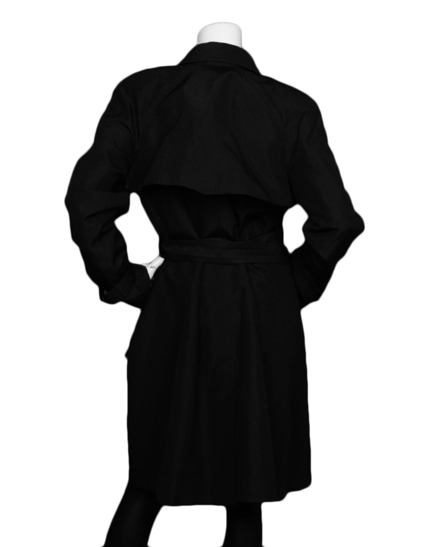Chanel Black Trench Coat with CC Buttons & Belt sz L In Excellent Condition In New York, NY