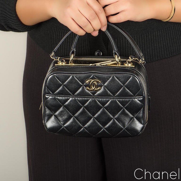 CHANEL Lambskin Quilted Small Trendy CC Bowling Bag Black 607807