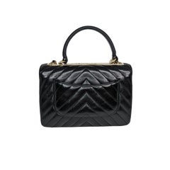 Chanel Black Trendy CC Chevron Top Handle Flap Bag