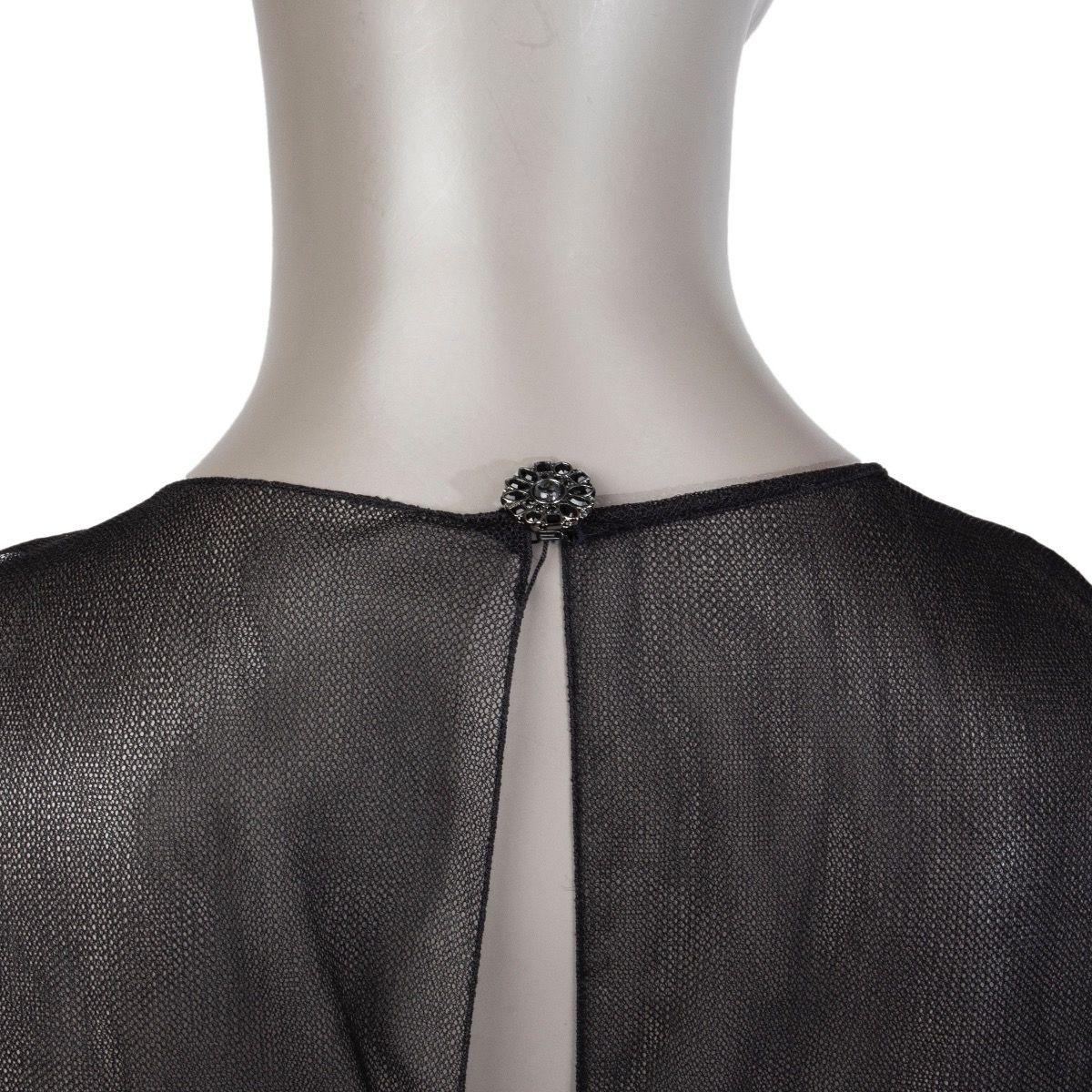 CHANEL black tulle Embellished Ruffle Cocktail Dress 36 XS For Sale 2