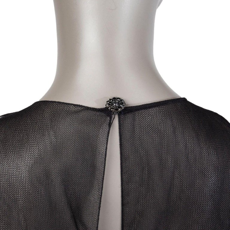 1212023 Black Tulle Embellished Dress