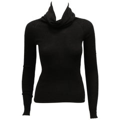 Chanel Black Turtleneck Long Sleeve Cashmere Sweater Fall 2005 Pret a Porter