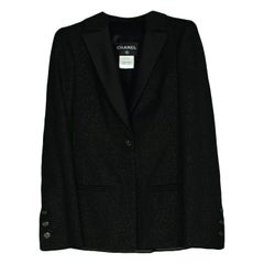 Chanel Black Tuxedo Jacket w/ Silver Specks and w/ Hanger sz FR34