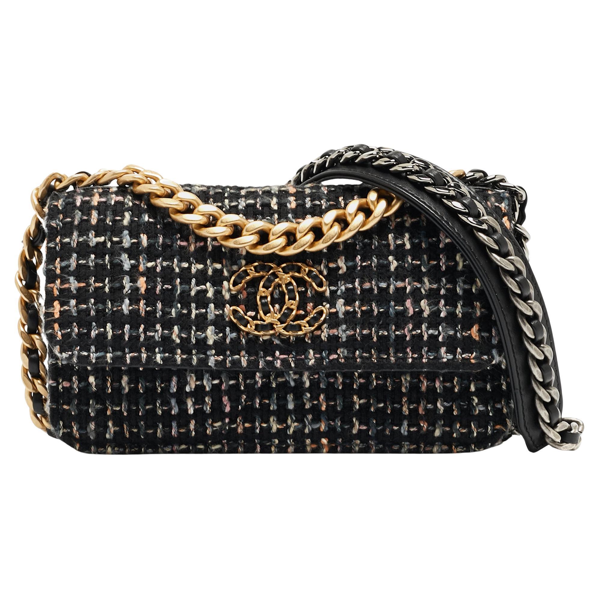 Chanel Black Tweed 19 WOC Bag For Sale
