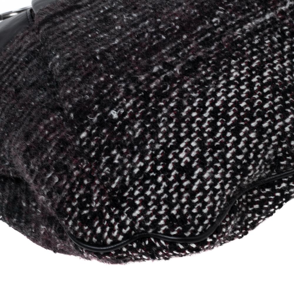 Chanel Black Tweed and Leather Coco Pleats Hobo 7