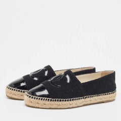 Espadrilles Chanel en tweed noir et vernis Taille 39
