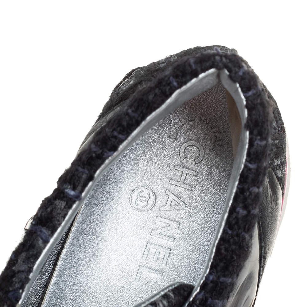 Chanel Black Tweed And PVC CC Low Top Sneakers Size 40 2