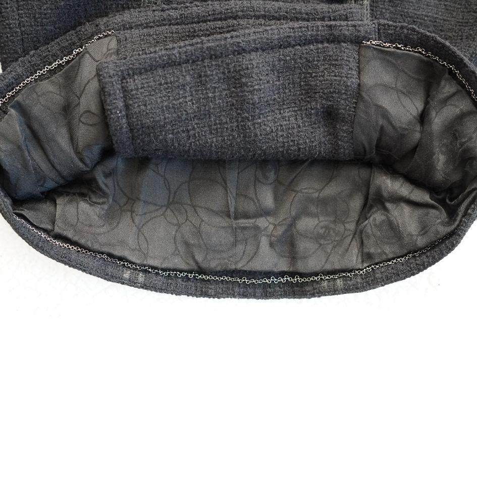 Chanel Black Tweed Asymmetrical Wool Blazer Jacket For Sale 11