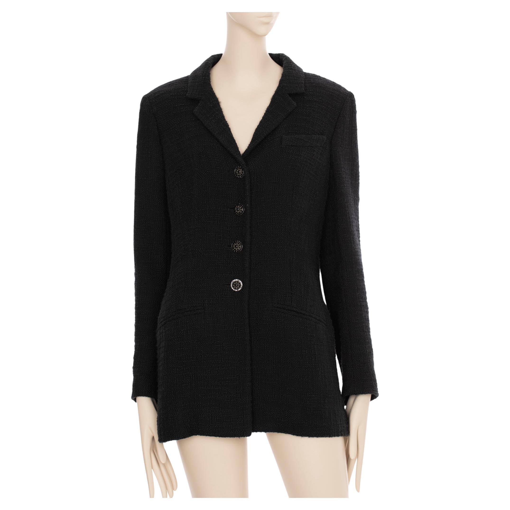 Chanel Black Jacket Size 42 - 77 For Sale on 1stDibs