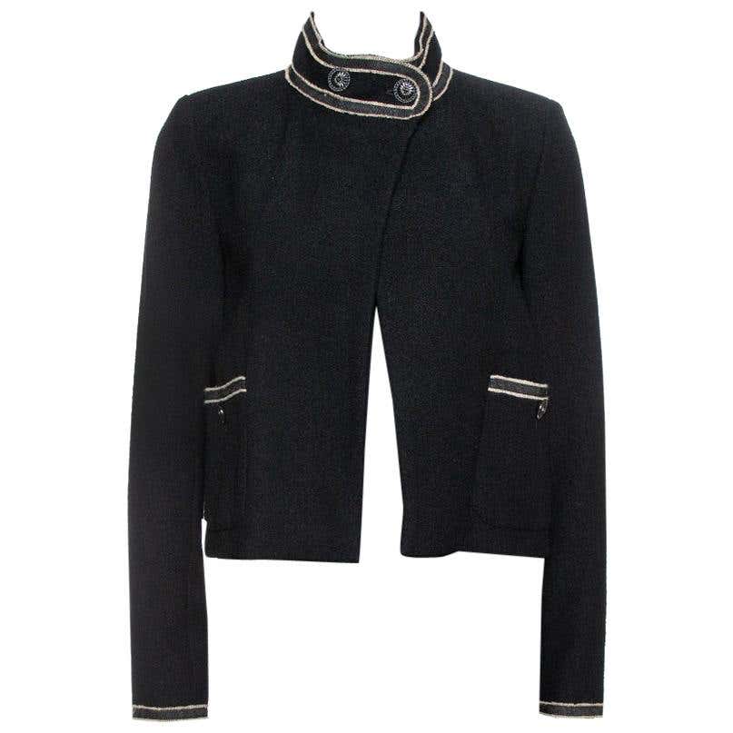 Chanel Black Tweed Boucle Jacket M at 1stDibs