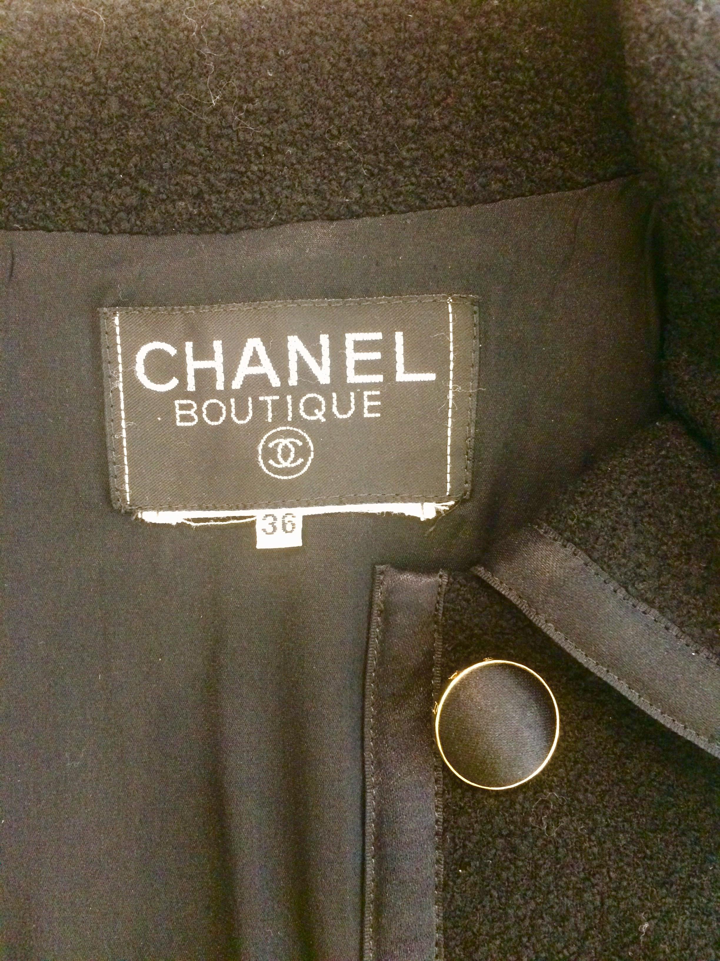 Chanel Black Tweed Boucle Suit Jacket and Skirt 6