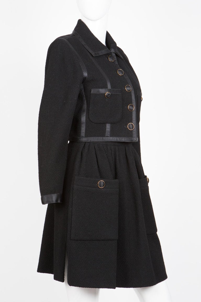 Chanel Black Tweed Boucle Suit Jacket and Skirt at 1stDibs