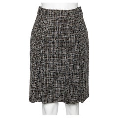 Chanel Black Tweed Box Pleated Mini Skirt M