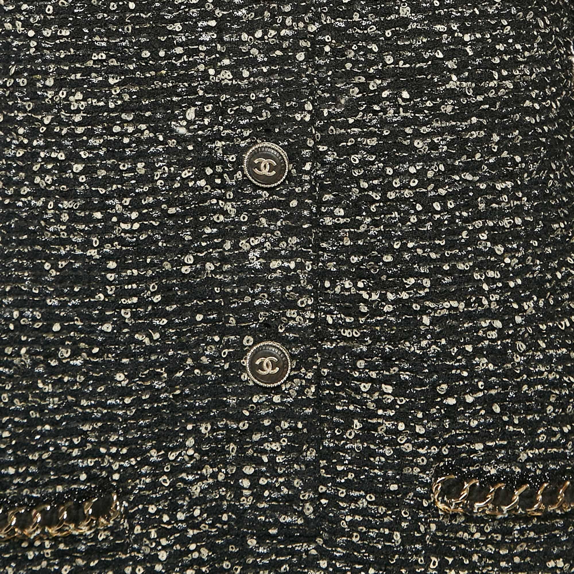 Chanel Black Tweed Chain Detail Mini Dress S In Good Condition In Dubai, Al Qouz 2