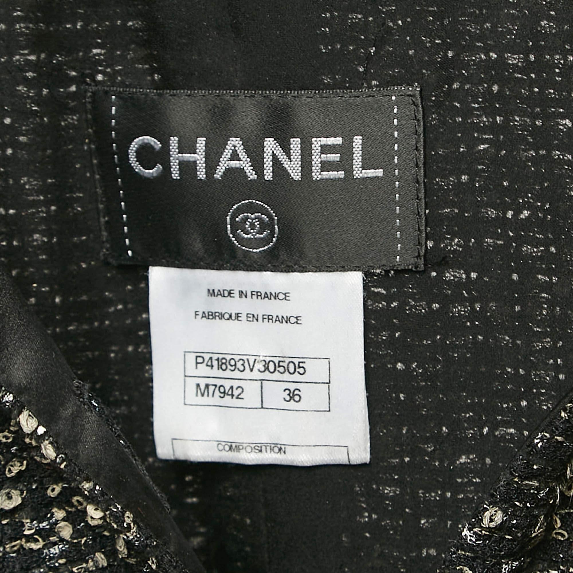 Women's Chanel Black Tweed Chain Detail Mini Dress S