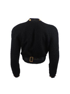 Chanel Black Tweed Coat With Gold Belt