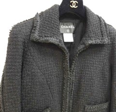Chanel Black Tweed Cropped Blazer Jacket