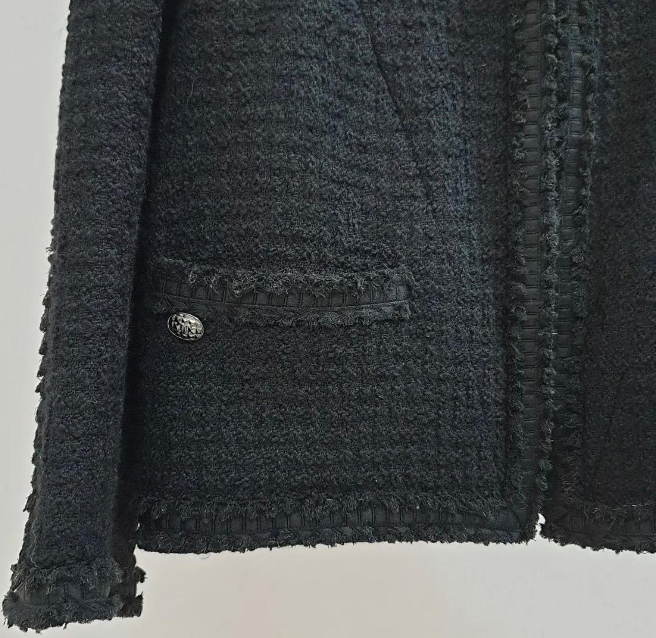 Chanel Black Tweed Cropped Blazer Jacket 4
