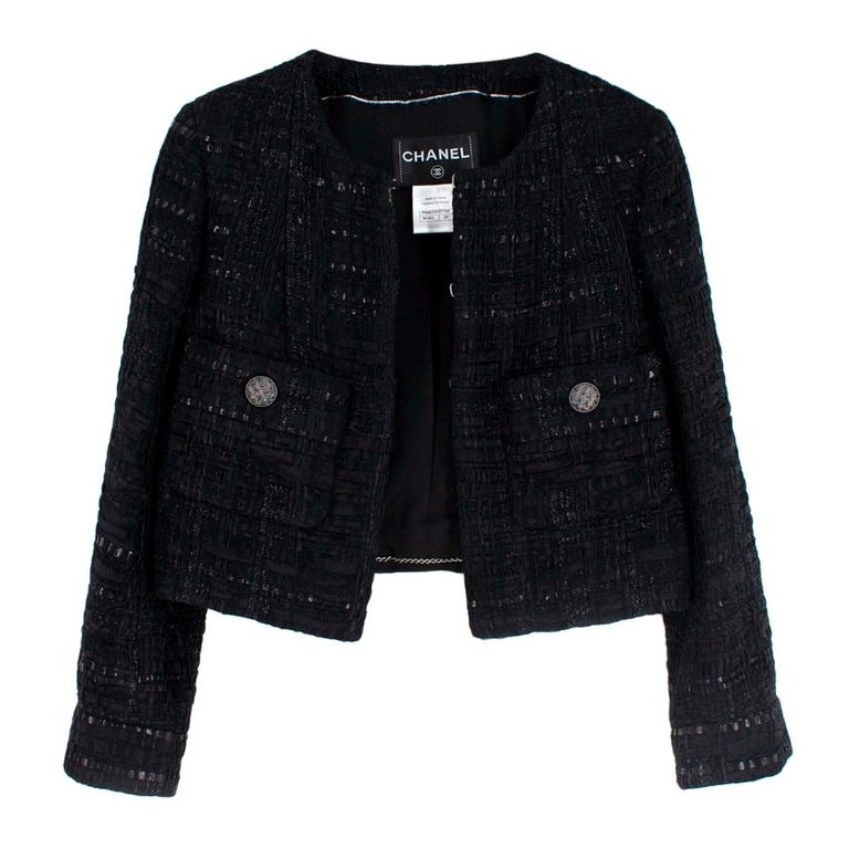 Chanel Black Tweed Cropped Jacket